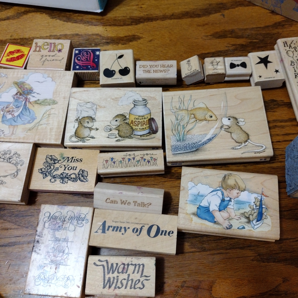 Assorted Wooden Stamps with Illustrations
